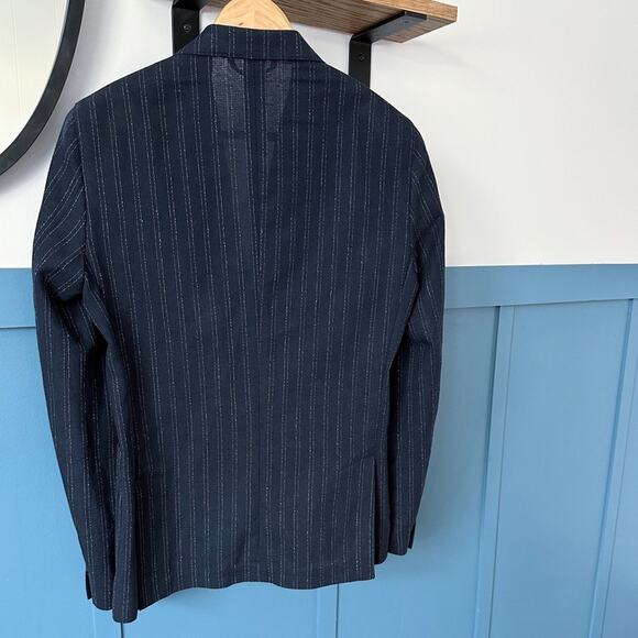 Scotch & Soda Blazer Suit Jacket Medium Blue Striped Cotton Lightweight - Picture 2 of 8